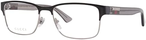 Gucci GG0750O 004 Black Silver Transparent Grey Rectangle Men's Eyeglasses
