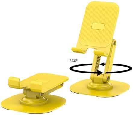 CXTX 360 Degree Rotating Mobile Phone Holder,Fully Adjustable Foldable Desktop Phone Holder Stand Base,Foldable Desktop Cell Phone Stands for iPhone15 14 13 Pro Xr Xs Max X Plus iPad Samsung (Yellow)
