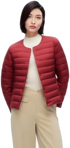 BOSIDENG Lightweight Women's Down Jacket, Water-Resistant Puffer Jacket Spring Coat with Round Neck&V-neck