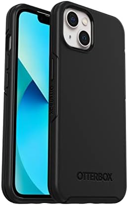 OtterBox iPhone 13 (ONLY) Symmetry Series Case - BLACK, ultra-sleek, wireless charging compatible, raised edges protect camera & screen