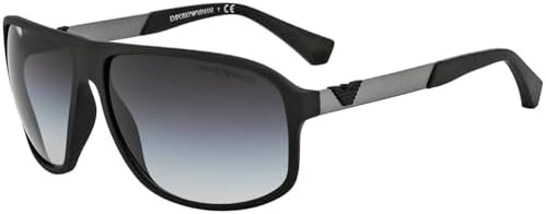 Emporio Armani Men's EA4029 Square Sunglasses, Rubber Black/Gradient Grey, 64 mm