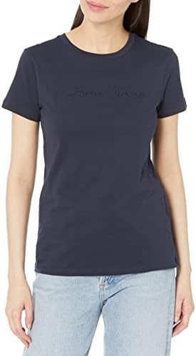 A｜X ARMANI EXCHANGE Women's Crew Neck Cursive Embroidered Logo T-Shirt