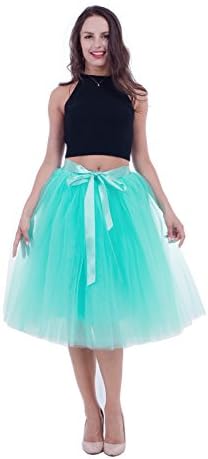 Women Tulle Skirt Adult 7 Layered Pleated Tutu Skirt A Line Knee Length Petticoat Girl Prom Party Skirt