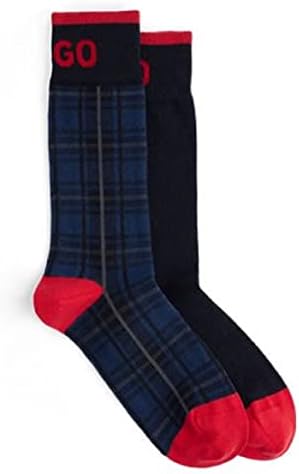 HUGO Men's 2 Pack Quarter Length Ribbed Cotton Socks