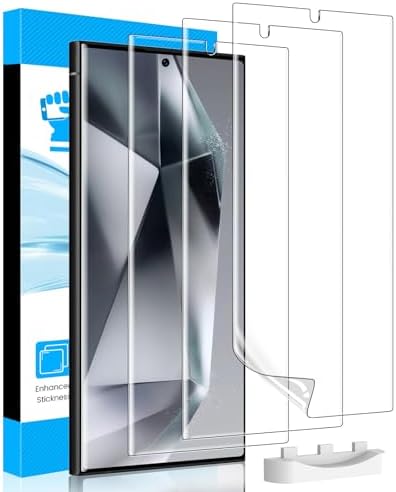 LYWHL 3 Pack Screen Protector for Samsung Galaxy S24 Ultra, Durable Flexible TPU Hydrogel Film, Full Edge Coverage Protection Anti-Scratch Shock-Resistant, Sensitive Touch & Fingerprint Unlock