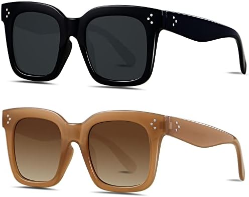 ANDWOOD Oversized Sunglasses for Women Big Large Square Wide Frame Shades Retro Trendy Fashion UV Protection