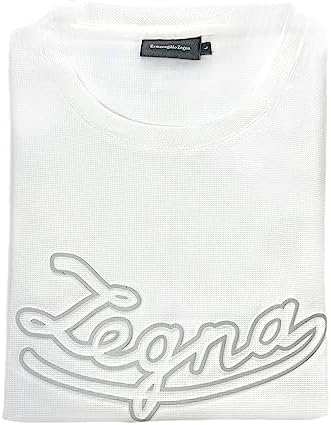 Ermenegildo Zegna Men's 3D Reflective Logo White Knit Cotton/Nylon Stretch Pique S/S T-Shirt Large