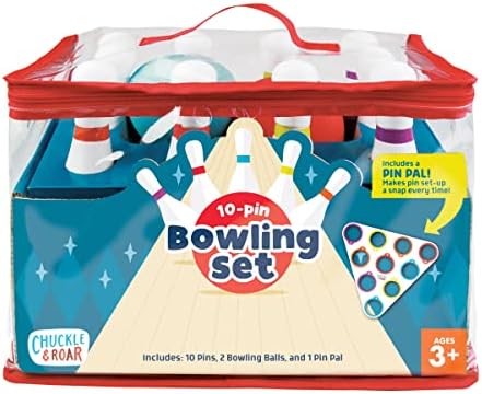 Chuckle & Roar - 10 Pin Bowling Set - New Family Game Night Staple - Easy Setup and cleanup - Great for Indoor Game time - Ages 3 and up