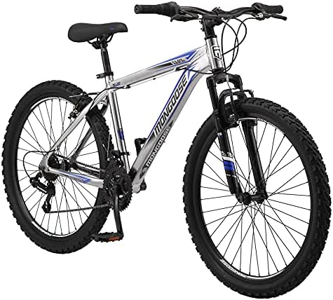Mongoose Flatrock Hardtail Mountain Bike for Youth Adult Men Women, 21-Speed Twist Shifters, 24 to 29-Inch Wheels, 14.5 to 18-Inch Aluminum Frame Options