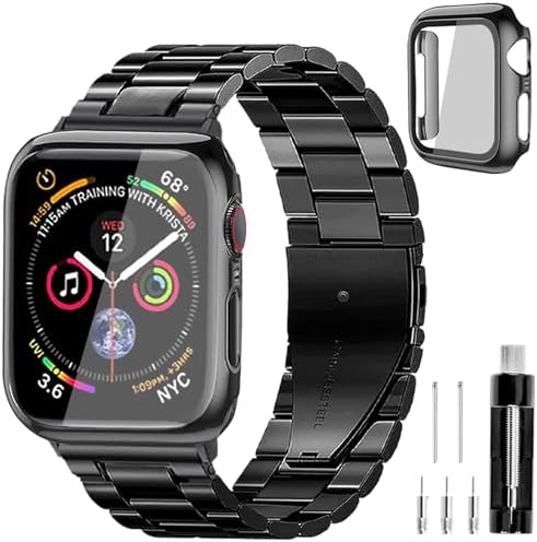 REASDEN Compatible With Apple Watch Band Iwatch Ultra Series 9/8/7/6/5/4/3/2/1/SE, 38/40/41/42/44/45/49mm, Solid Stainless Steel Band Large Magnetic Mesh Metal Business Band Men Women