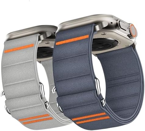 Suitisbest 2 Pack StretchFit Sport Bands Compatible with Apple Watch Ultra Band 49mm 45mm 44mm 42mm Men Women, Stretchy Sport Loop Strap with S-Hook for iWatch Series Ultra SE 9 8 7 6 5 4 3 2 1
