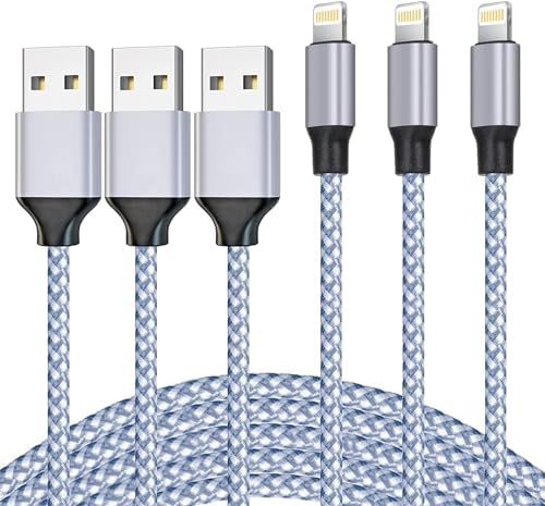 DAZHWA iPhone Charger 3pack 6ft [MFi Certified] Best New Nylon Braided USB-A to Lightning Cable Cell Phone Fast Charger Cord Compatible with iPhone14/13/12/11Pro Max/XS/XR/X/8/7/iPad More