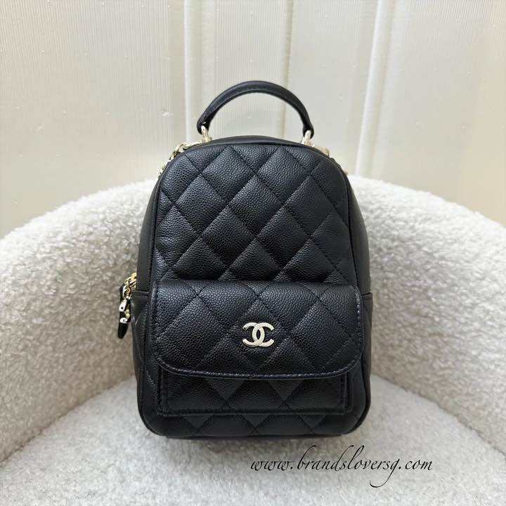 (Pre-loved) Chanel 24C Mini Backpack in Black Caviar and GHW