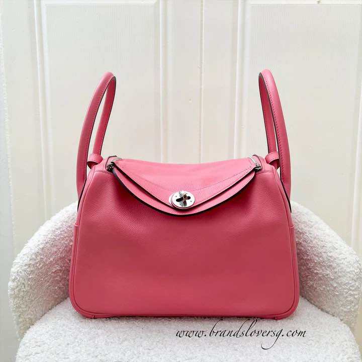 (Pre-loved) Hermes Lindy 26 in Rose Azalee Evercolor Leather and PHW