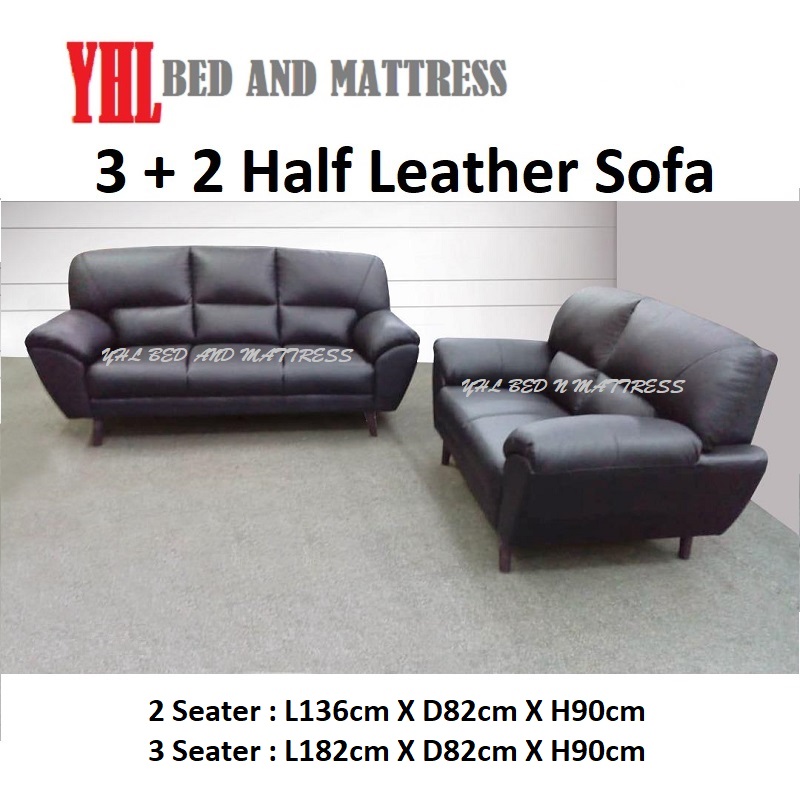 YHL DCEE Half Leather Sofa (Free Delivery And Installation)