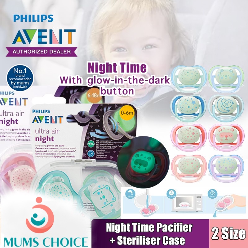 Philips Avent Night time pacifier 0-6M+ / 6-18M+