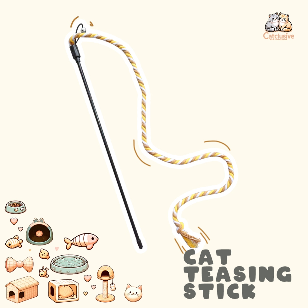 Interactive Cat Toy Stick with Feather and Bell - Durable, Fun Teaser for Kittens and Adult Cats