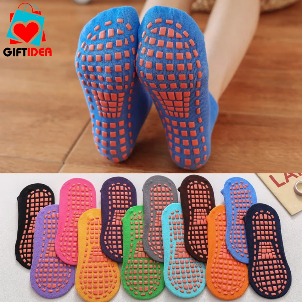 Kids Adults Anti-Slip Socks Trampoline Floor Sock Slippers For Women Girls Home Yoga Sports Shoe Early Education Short Socks