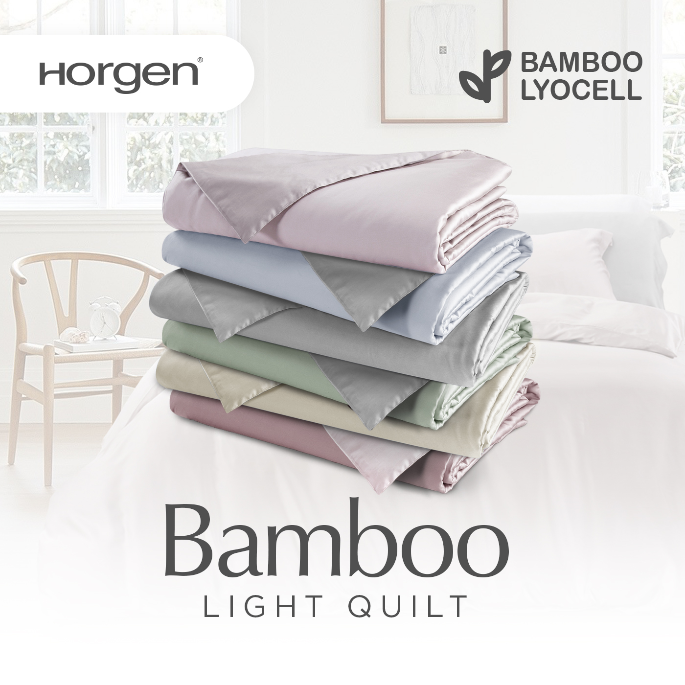 (Bamboo Quilt Blanket) Horgen Silky Soft Bamboo Lyocell Light Summer Quilt Blanket Reversible Colors (4 Size Options)