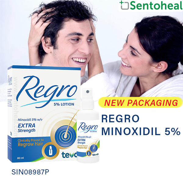 REGRO (topical minoxidil) 5% Hair Lotion 80ml 40 days supply - Clinically proven to regrow hair/ extra strength/ Stimulate hair growth