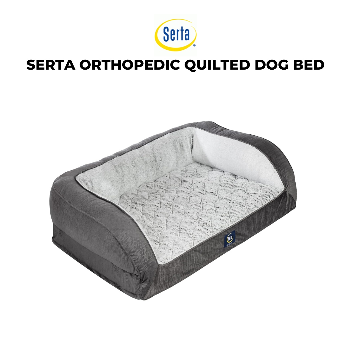 Serta Orthopedic Lux Quilted Dog Bed - Grey