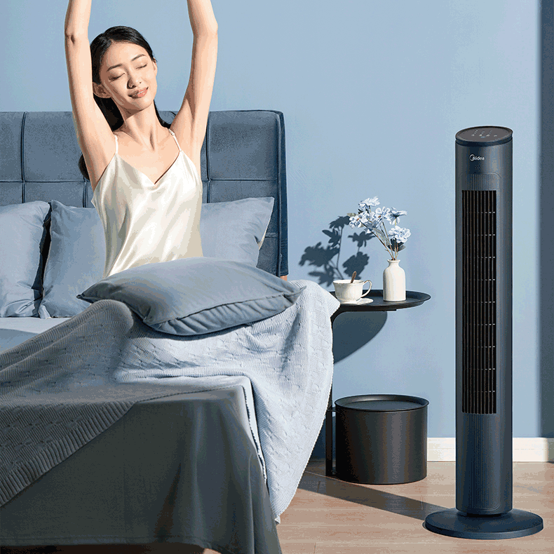 Midea Electric Fan Household Tower Fan Floor Fan Remote Control Fan Shaking Head Anion Bladeless Fan