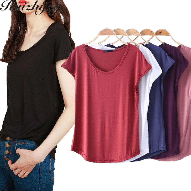 Ruizhijzg Ready stock Bamboo Fiber T shirt for Women Home Wear Summer Sleeveless Shirt Round neck Top Plain White Pink Modal Cotton Black Dark Blue Green Ladies Slim Tshirt Korean Style