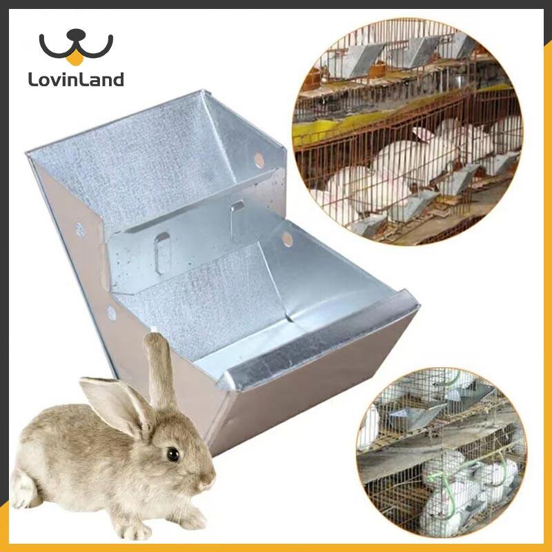 Lovinland Pet Rabbit Food Box Hutch Trough Feeder Drinker Iron Food Bowl Equipment for Farming Animals Chicken Cage Accessories